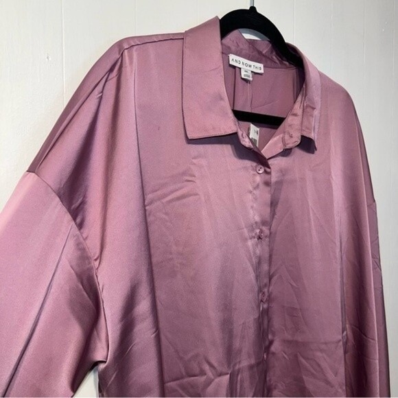 And Now This Button Down Silky Boxy Fit Blouse Top Party Event Size XXL NWT - Picture 4 of 11